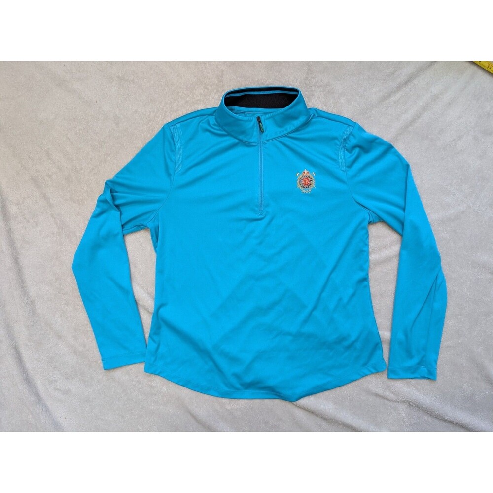 Pine Lakes Country Club Womens L Large Golf Pullover Quarter Zip Teal Norman